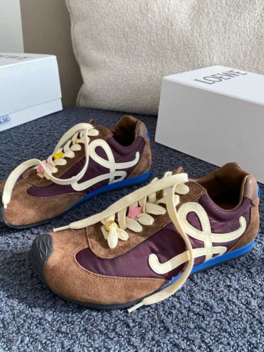 LOEWE Flow Runner Sneakers NIB Suede Nylon Anagram Logo